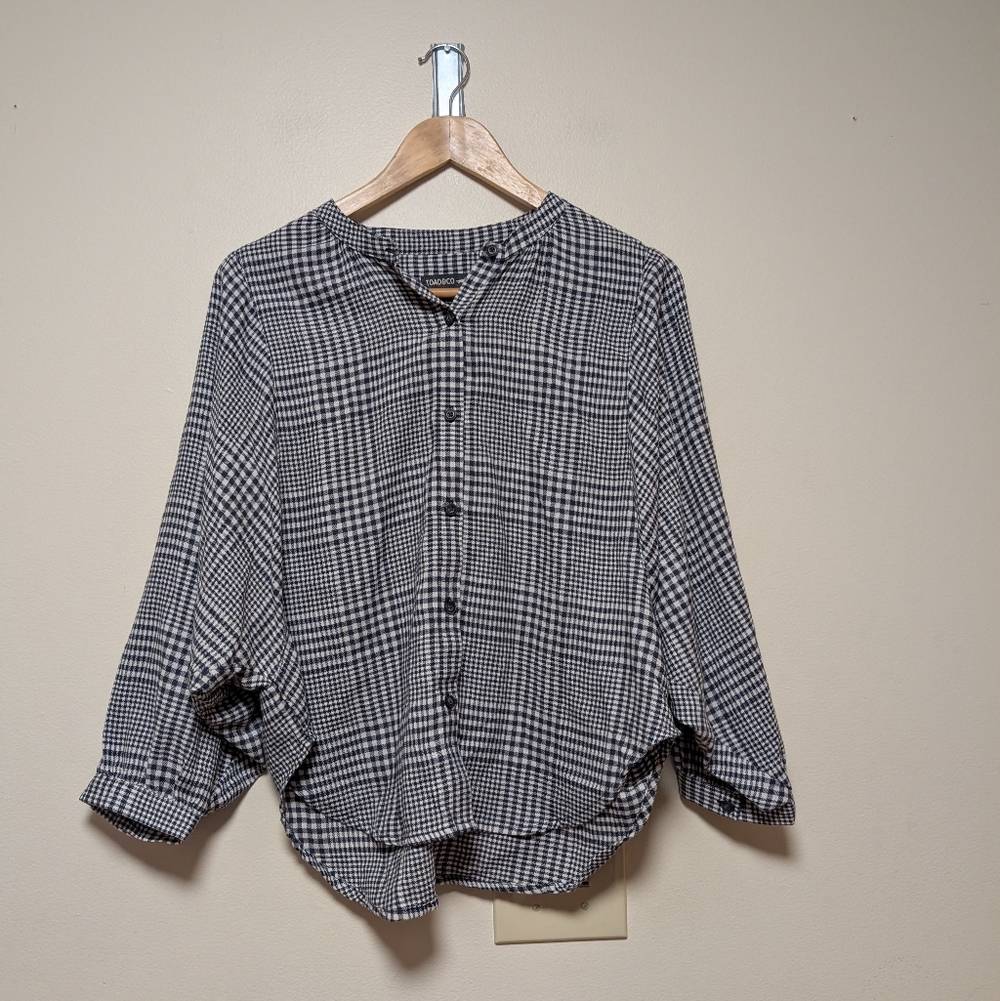 TOAD&CO Women’s Plaid Pullover Top Size Small Black White